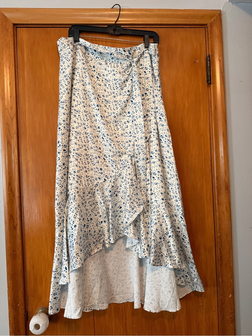 Dainty Jewells Cream Maxi Skirt with Blue Floral Print